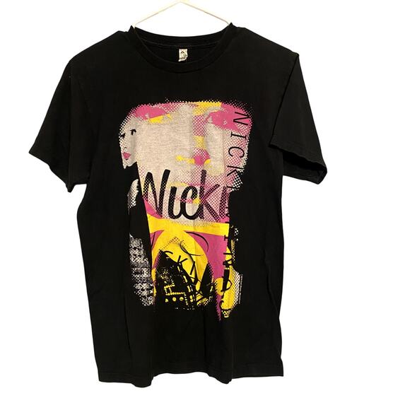 Nicki Minaj womens small graphic print tee shirt short sleeve black yellow pink - Picture 1 of 6